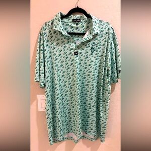 Bad Birdie Men’s WM Phoenix Open Green Print Polo Shirt. XL